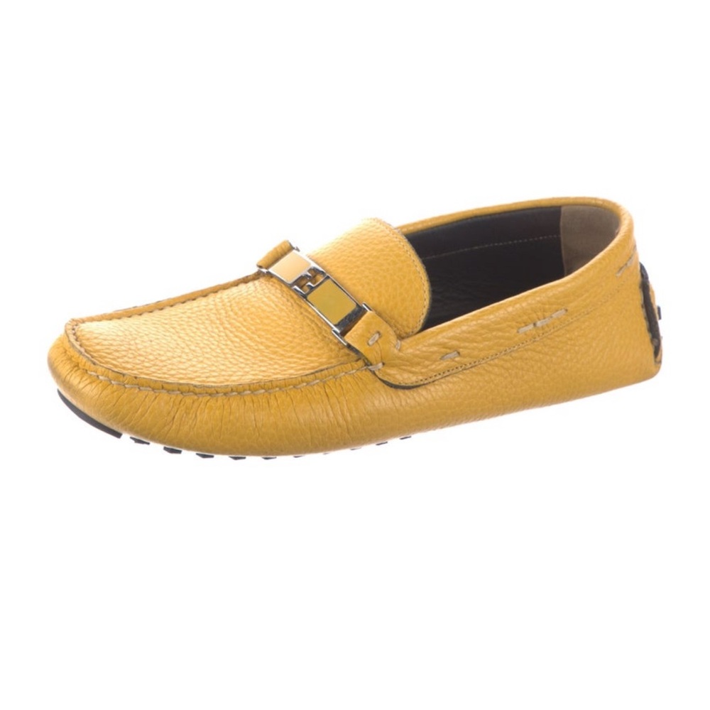 Fendi Yellow Leather Loafers